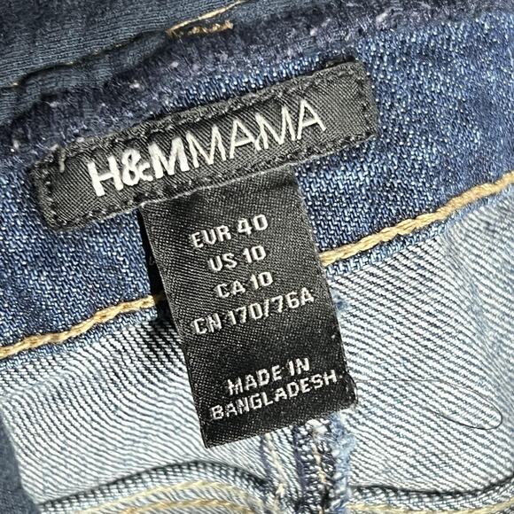H&M Mama Maternity Jeans Womens 10 Blue Full Over Belly Panel Skinny Stretch - Picture 3 of 10